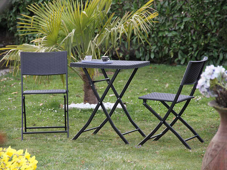 Salon de jardin en résine tressée Oruro 2 places Anthracite - Jardideco