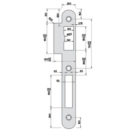 Gâche pour serrure à rouleau série 725R inox - MARC - 1725H00016