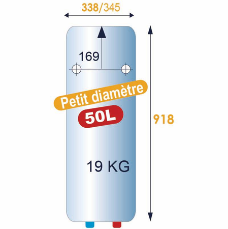 Chauffe-eau électrique PETITES CAPACITÉS étroit sur évier 50L - ATLANTIC - 327106