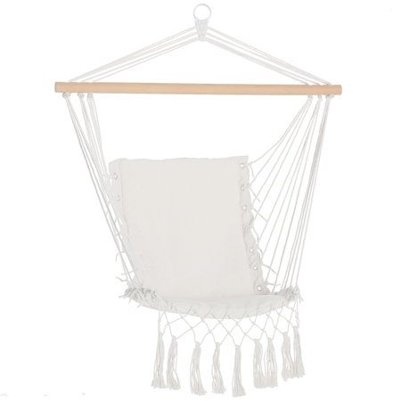 Fauteuil suspendu avec macramé coton polyester beige