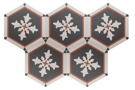 COIMBRA AVEIRO 30657 - Carrelage 17,5x20 cm hexagonal décoré aspect carreaux de ciment