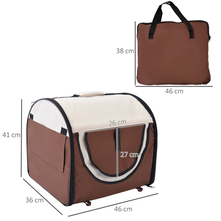 Sac de transport pour chien chat pliable marron beige