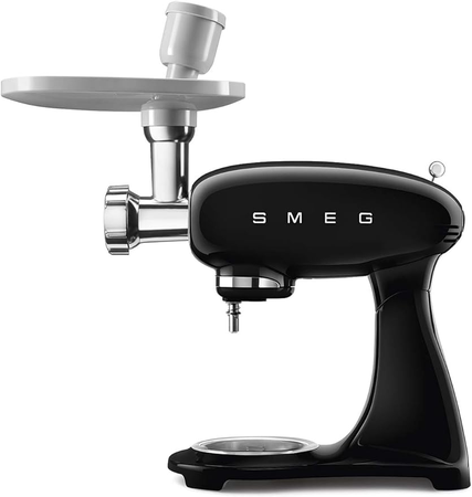 Smeg Robot sur Socle SMF03BLEU, 10 Niveaux de Vitesse, Fonction Mise en marche progressive, Bol 4,8 L, Verrouillage Moteur de Sécurité, 3 Batteurs, Crochet et Couvercle Fournis, 800W, Noir