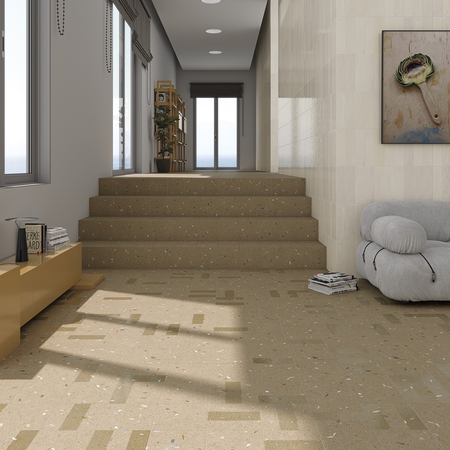 Croccante-R Nuez - Carrelage aspect terrazzo 60x120 cm