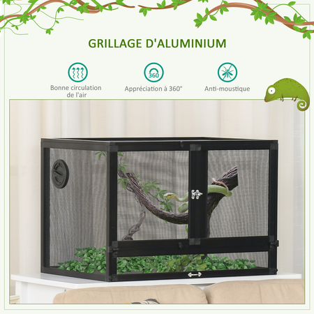 Terrarium vivarium grillagé alu. ABS noir