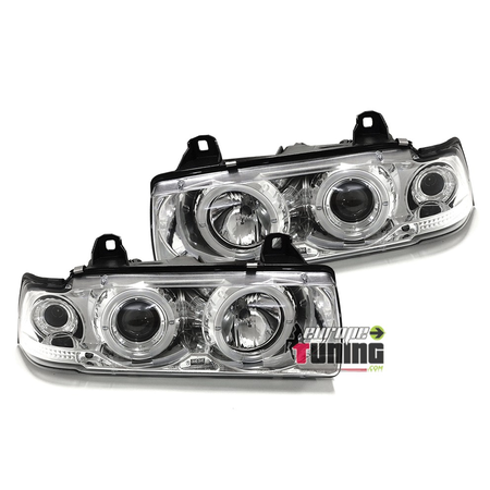 PHARES FEUX AVANTS ANGEL EYES ANNEAUX LED BMW SERIE 3 E36 COUPE CABRIOLET (03299)