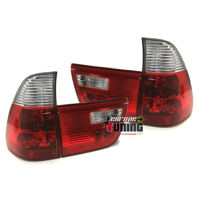 FEUX ARRIERES COMPLETS ROUGES CLAIRS BMW X5 E53 1999-2003 PHASE 1 (10351)
