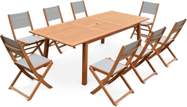 Table de jardin extensible bois , 8 chaises