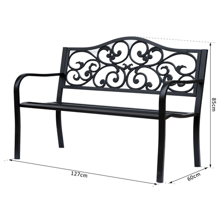 Banc 3 places de jardin style cosy chic noir