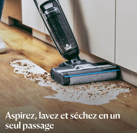 BISSELL CrossWave HF3 – Aspirateur Balai Laveur Sans Fil, Aspire & Lave en Même Temps, Nettoyeur Eau et Poussière Léger, Autonomie 25 Minutes, Pour Sols Durs (3598N)§