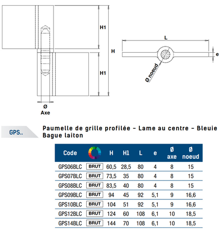 Paumelle de grille profilée 100mm - FAURE ET FILS - GPS10BLC