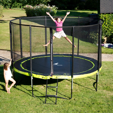 Kangui - Trampoline de jardin rond 305 cm + filet de sécurité + échelle | PUNCHI Vert 300