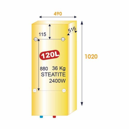 Chauffe-eau électrique stéatite MALICIO 3 vertical carré blanc 120L - THERMOR - 231072