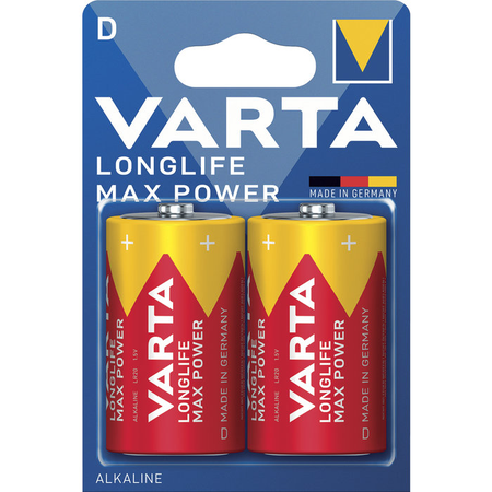 Blister de 2 piles LONGLIFE Max Power LR20 D 1,5V - VARTA - 4714110401