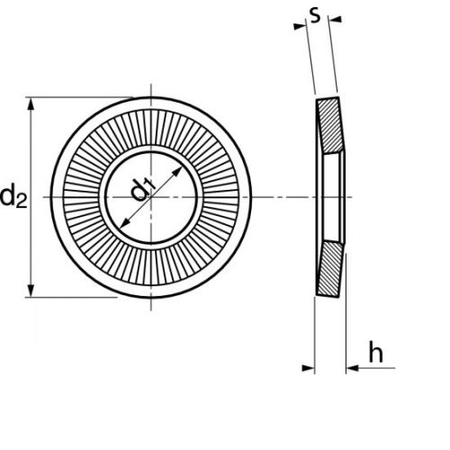 Rondelle contact série M inox A2 NFE 25511 16X32X2,8 boîte de 50 - ACTON -  6251516