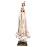 Statue de Fatima vêtue de son manteau fleuri rose 95 cm