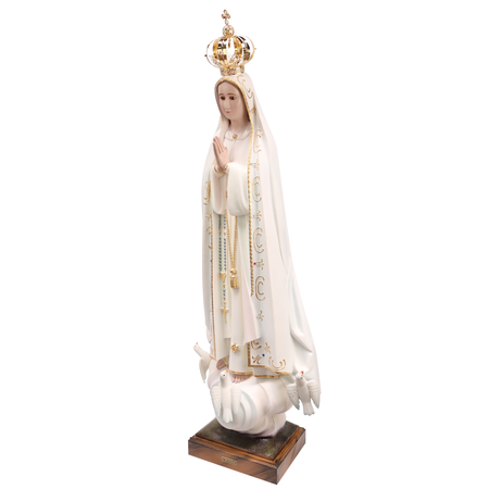 Statue de Fatima vêtue de son manteau doré 95cm