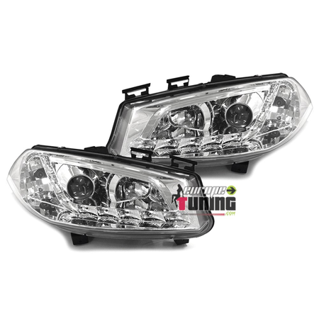 PHARES CHROME FEUX BANDES LED DEVIL EYES RENAULT MEGANE II PH I 2002-2006 (13464)