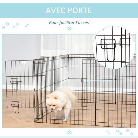 Parc enclos modulable pour chien animaux porte métal noir