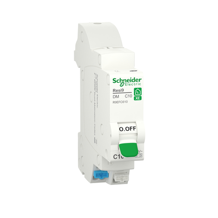 Disjoncteur modulaire RESI9 XE 1P+N courbe C embrochable 10A - SCHNEIDER ELECTRIC - R9EFC610