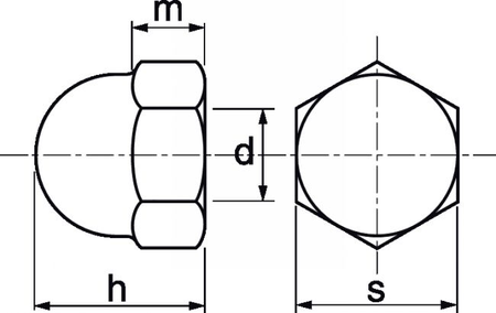 Écrou borgne nylon 6.6 DIN 1587 M8 boîte de 200 - ACTON - 831008