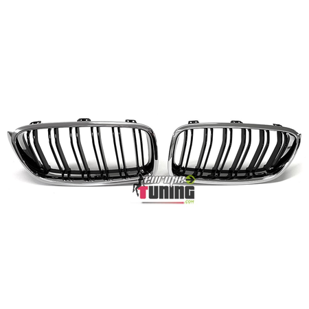 CALANDRES DOUBLES LAMES NOIR ET CHROME PACK M BMW SERIE 3 F30 ET F31 (05040)