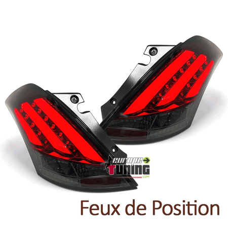 FEUX ROUGES NOIRS BANDES CELIS  ET LED LOOK PACK SPORT SUZUKI SWIFT II 2010-2017 (05459)