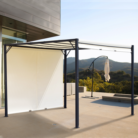 Pergola rétractable acier époxy polyester haute densité crème