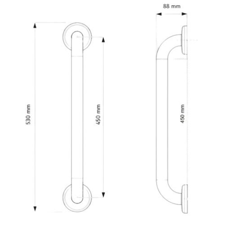 Barre de relèvement en inox poli D32 L450mm pour PMR - AKW - 1261