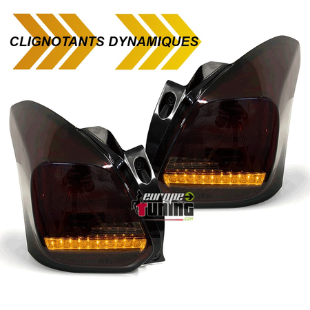 FEUX ROUGES NOIRS AVEC CLIGNOTANTS LED SEQUENCIELS POUR SUZUKI SWIFT III 2017-  (05452)