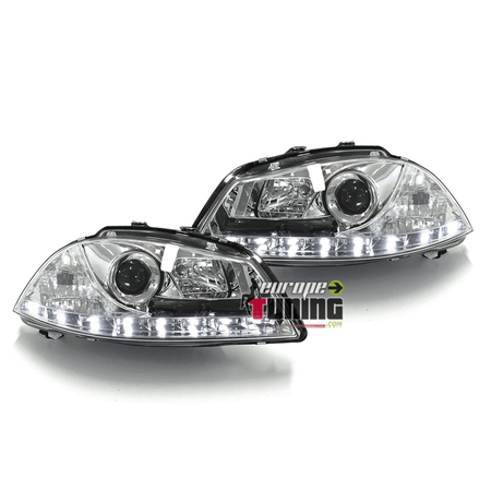 PHARES CHROME BANDES LED FEUX DEVIL EYES SEAT IBIZA 6L 2002-2008 (x13801)