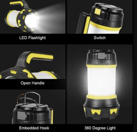 Lanterne Camping Rechargeable, LED Camping Lantern Puissante 3000Lm Lampe Torche 360° Éclairage 6 Modes Lampe Camping, Étanche Portable Suspendue