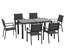 Ensemble de jardin 6 personnes table extensible plateau verre trempé gris