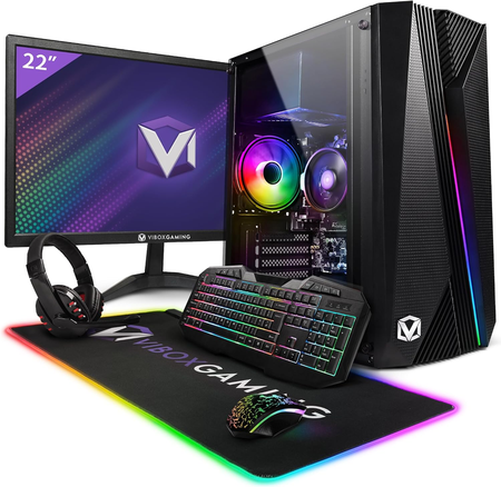 Vibox I-86 PC Gamer - 22" Écran Pack - Quad Core AMD Ryzen 3200G Processeur 4GHz - Radeon Vega 8 Graphique - 8Go RAM - 480Go SSD - Linux OS - WiFi