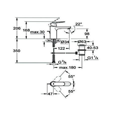 Mitigeur de lavabo monocommande taille M EUROSMART COSMOPOLITAN - GROHE - 23325000