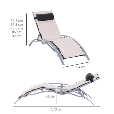 Bain de soleil inclinable multi-positions alu matelas