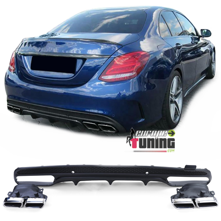 DIFFUSEUR BLACK LIGNE AMG C63S AVEC SORTIES CHROME MERCEDES CLASSE C W205 & S205 PH1 (05542)