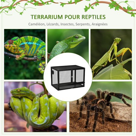 Terrarium vivarium grillagé alu. ABS noir