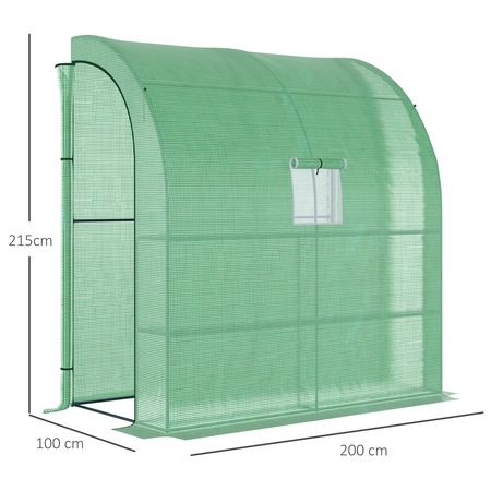 Serre de jardin adossée 4 étagères 2 portes zippées, fenêtre