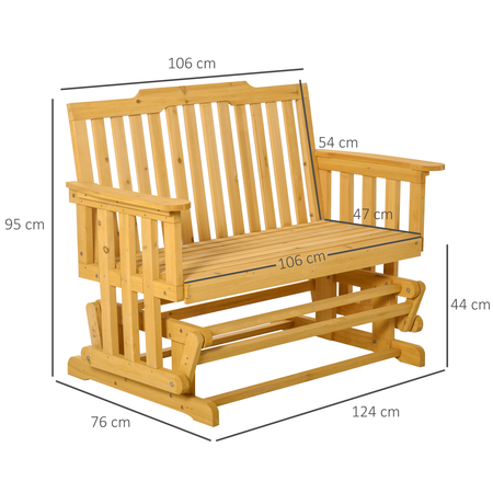 Banc à bascule de jardin 2 places bois sapin pré-huilé