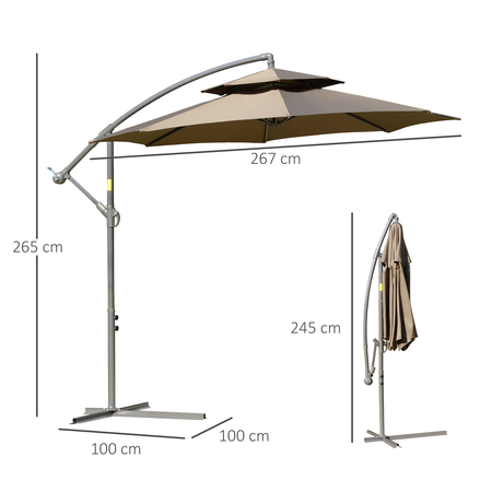 Parasol déporté octogonal inclinable Ø 2,67 x 2,65H m