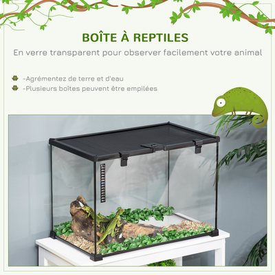 Terrarium en verre - vivarium reptiles, batraciens - métal noir verre