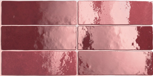 ARTISAN BURGUNDY - Faience 6,5X20 cm aspect zellige brillant rouge