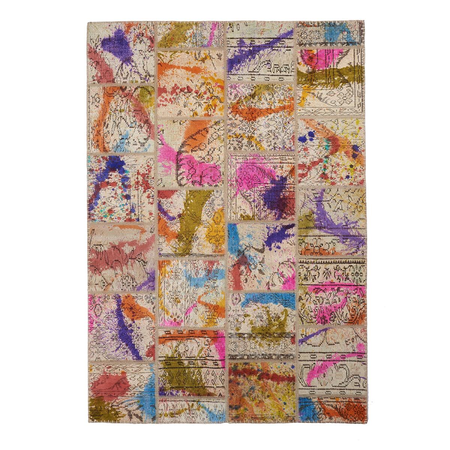 Tapis salon FM SPLASH PATCHWORK 1A2T en laine Fait main