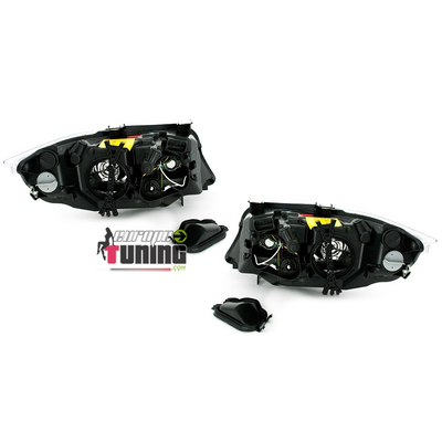 PHARES FEUX NOIRS ANGEL EYES ANNEAUX LED BMW SERIE 3 E90 & E91 PHASES 1 2005-2008 (03725)