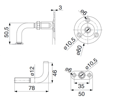 Support de rampe à visser coudé réglable de 84 à 94 mm - TORBEL - 9930041
