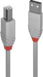 Cable Lindy USB 2.0 type A - B M/M 3m (Gris)