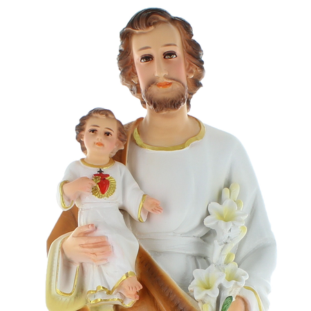 Statue Saint Joseph et enfant Jésus en résine 50cm