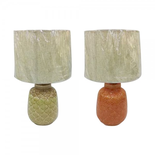 Lampe de bureau DKD Home Decor Porcelaine Beige Orange Polyester Vert 220 V 50 W (2 Unités) (32 x 32 x 53 cm)