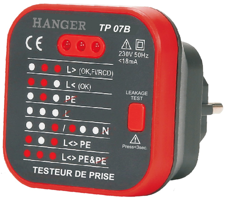 Testeur de prises Rcd TP 07B - HANGER - 180009